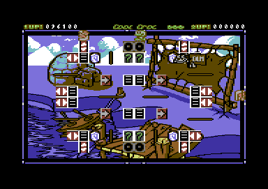 The Cool Croc Twins (Commodore 64) screenshot: This is a bit more complex