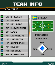 2006 Real Soccer (J2ME) screenshot: Team Info