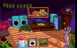 Dime City (DOS) screenshot: Money laundering - That's how it's done.
