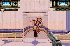 Duke Nukem Advance (Game Boy Advance) screenshot: Shooting an alien