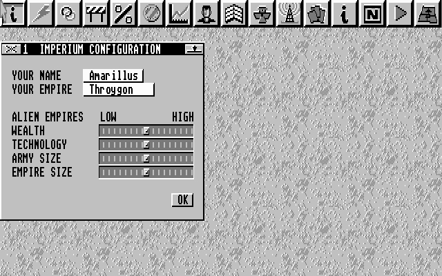 Imperium (DOS) screenshot: Game settings
