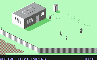 Infiltrator (Commodore 64) screenshot: Mission 1 - Enemy building.