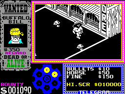 Gunfright (ZX Spectrum) screenshot: ZX Spectrum Gameplay