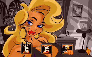 Dime City (DOS) screenshot: There are a lot of options to "interact" with her...