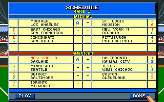 Bo Jackson Baseball (DOS) screenshot: Schedule for League Play (VGA)
