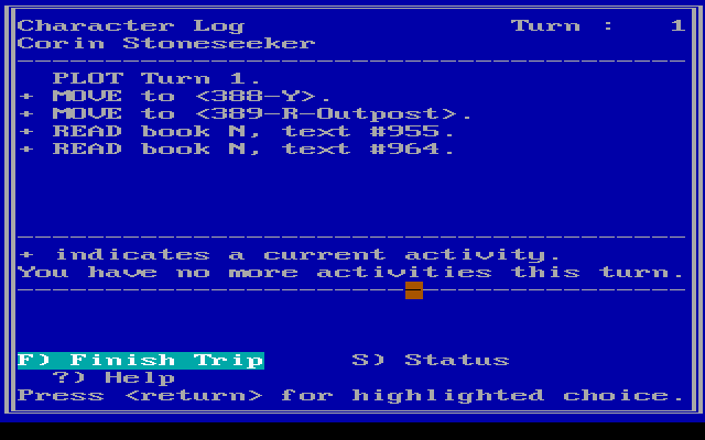 Star Saga: Two - The Clathran Menace (DOS) screenshot: A completed turn