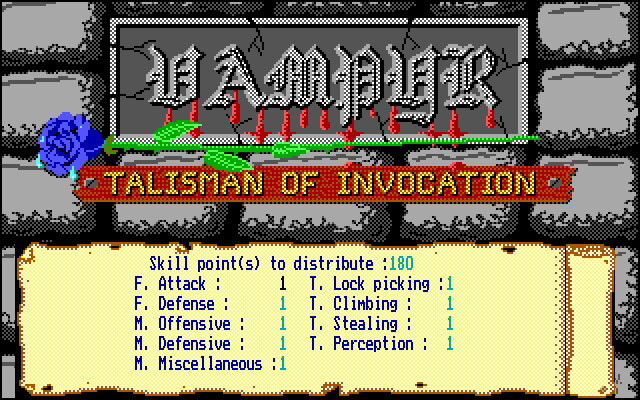 Vampyr: Talisman of Invocation (DOS) screenshot: Character customisation