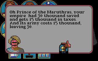 Champion of the Raj (DOS) screenshot: With a large army, all you can hope for is to break even. (VGA)