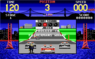 Cisco Heat: All American Police Car Race (DOS) screenshot: Ready... set...(EGA)