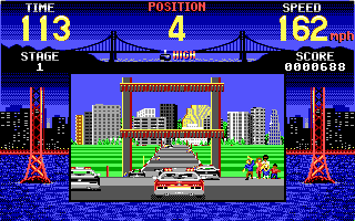 Cisco Heat: All American Police Car Race (DOS) screenshot: And they're off! (EGA)