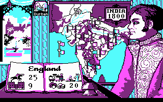 Champion of the Raj (DOS) screenshot: India map (CGA)