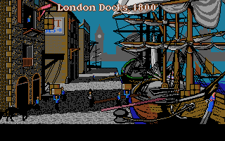 Champion of the Raj (DOS) screenshot: Introduction: from the docks of London (VGA)