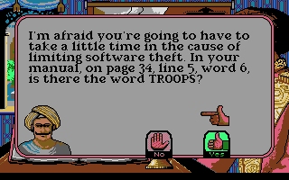 Champion of the Raj (DOS) screenshot: Copy protection (VGA)
