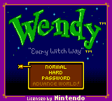 Wendy: Every Witch Way (Game Boy Color) screenshot: Title Screen