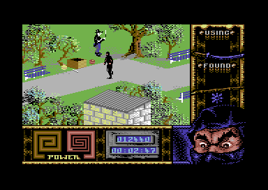 Ninja Remix (Commodore 64) screenshot: Level 1, "Central Park": The Joggler.<br> This version is much more difficult than the others.