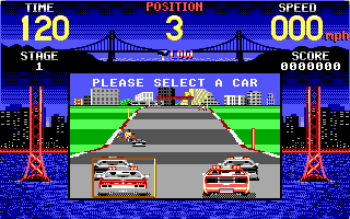 Cisco Heat: All American Police Car Race (DOS) screenshot: Pick a car. (EGA)