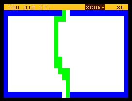 Mined-Out (Dragon 32/64) screenshot: Crossed the screen successfully