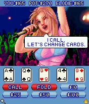 Sexy Poker 2004 (J2ME) screenshot: You can hold on to the nines as a pair, but it will still be tricky.