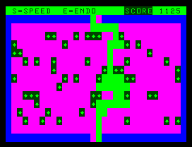 Mined-Out (Dragon 32/64) screenshot: Action replay with visible mines