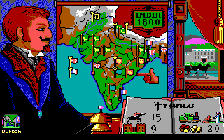Champion of the Raj (DOS) screenshot: India map (EGA)