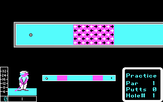 Mini-Putt (DOS) screenshot: First hole (CGA)