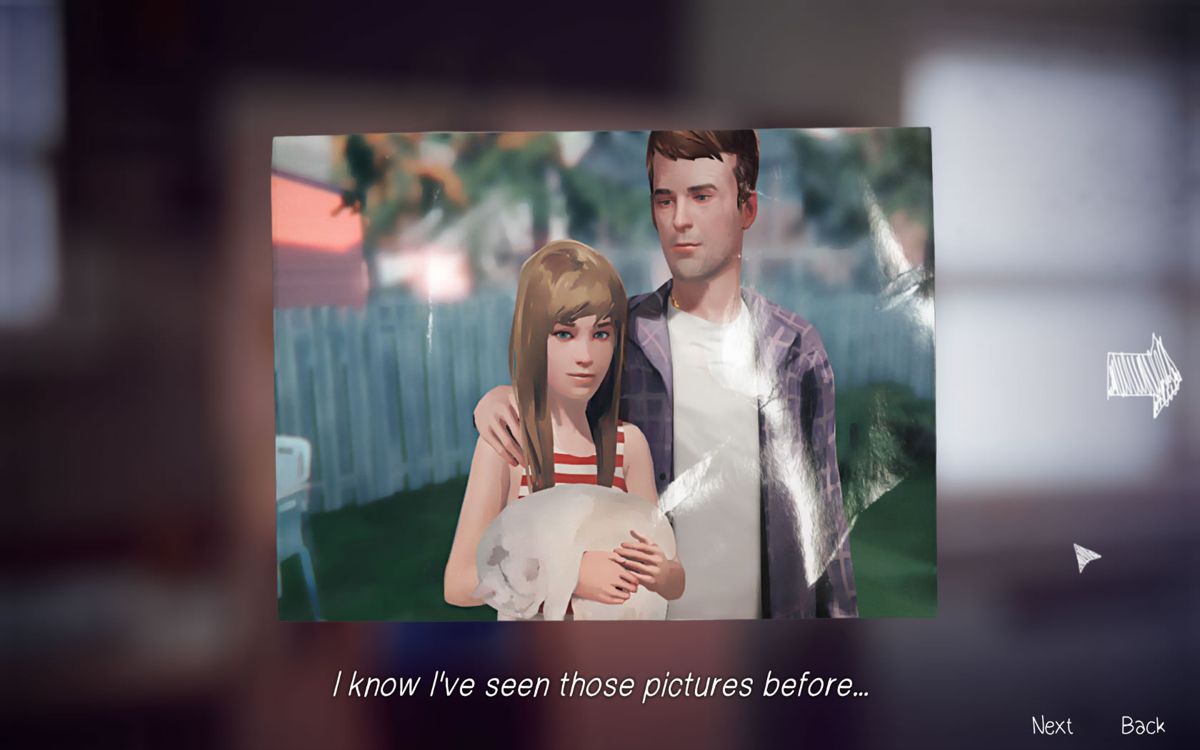 Life Is Strange: Season Pass - Episodes 2-5 (Windows) screenshot: <i>Episode 3</i>: an old picture of Chloe and her father