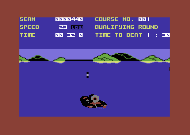 Aqua Racer (Commodore 64) screenshot: Trying to stay on course.