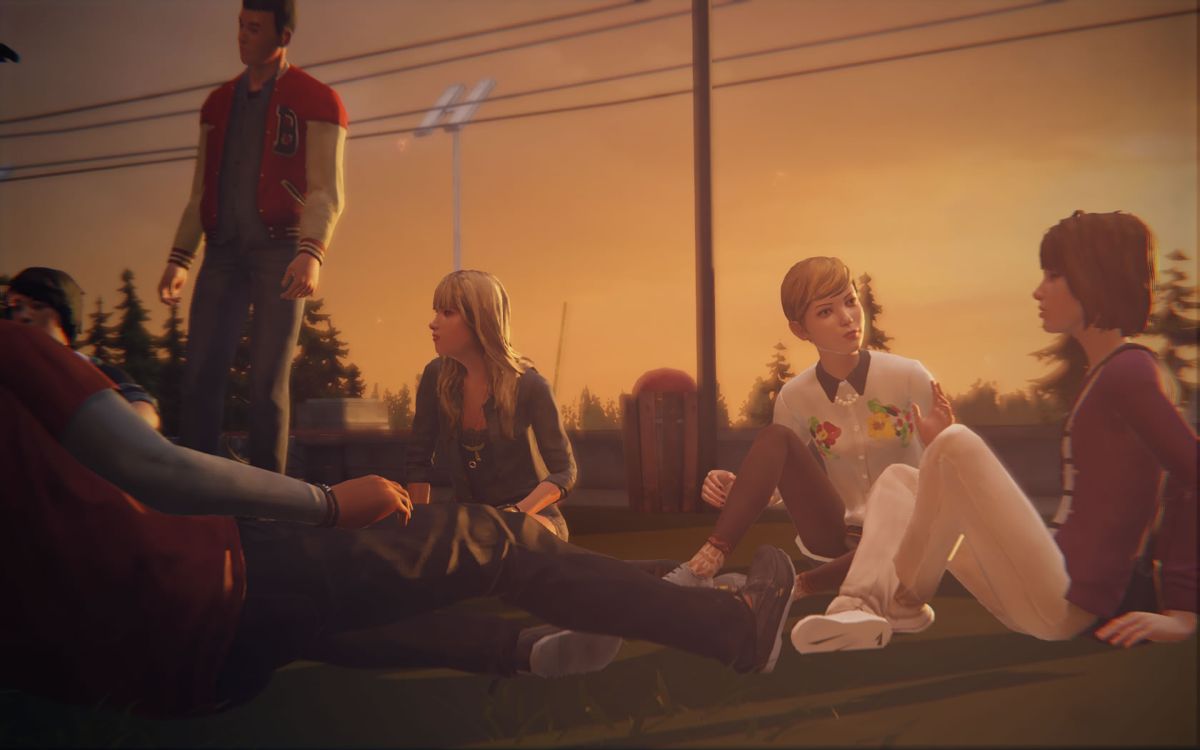 Life Is Strange: Season Pass - Episodes 2-5 (Windows) screenshot: <i>Episode 3</i>: Max is back in the present, sitting with the girls of the Vortex Club.