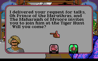 Champion of the Raj (DOS) screenshot: Tiger hunting? Sounds intriguing... (VGA)