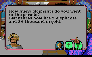 Champion of the Raj (DOS) screenshot: Throwing a parade. (or "durbah") (VGA)