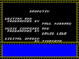 Rasputin (ZX Spectrum) screenshot: 128k version : More credits