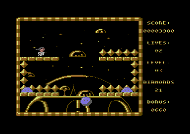 Baby Jack (Commodore 64) screenshot: Enemies follow their own patterns
