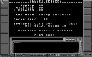 The Final Conflict (DOS) screenshot: Setting up a new game.