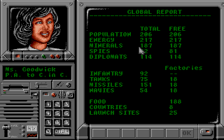The Final Conflict (DOS) screenshot: Number crunching.