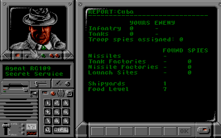 The Final Conflict (DOS) screenshot: Spy reports.