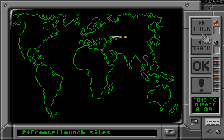 The Final Conflict (DOS) screenshot: Satellite intelligence on incoming missiles