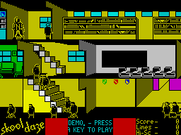 Skool Daze (ZX Spectrum) screenshot: Demo - Press a key to play