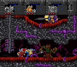 Norse by Norse West: The Return of the Lost Vikings (SNES) screenshot: Baleog brandishing his new light saber!