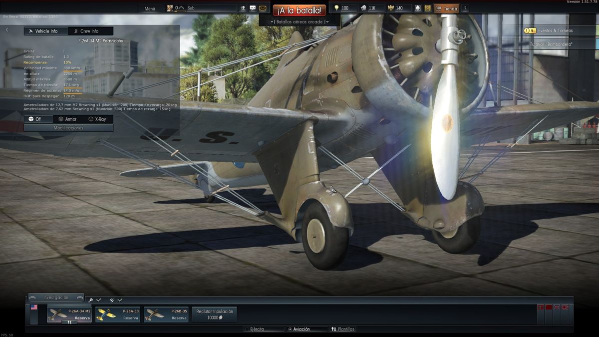 War Thunder (Windows) screenshot: Hangar Screen