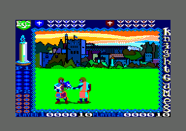 Knight Games (Amstrad CPC) screenshot: Swordfighting 2 - got a move in here
