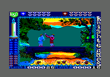 Knight Games (Amstrad CPC) screenshot: As easy as falling off a log. Or not,as the case may be