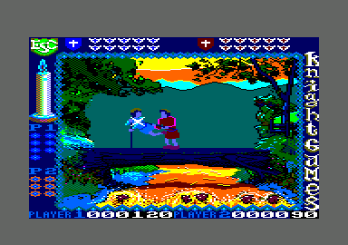 Knight Games (Amstrad CPC) screenshot: The flying kick is nice