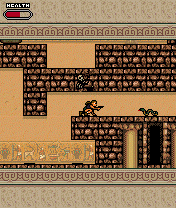 Tomb Raider: The Osiris Codex (J2ME) screenshot: You'll have to crouch to shoot that snake.