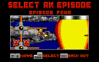 Duke Nukem II (DOS) screenshot: Episode selection