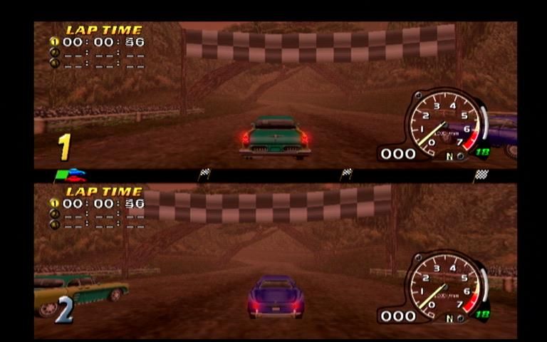 Speed Devils (Dreamcast) screenshot: Two Player Split-Screen