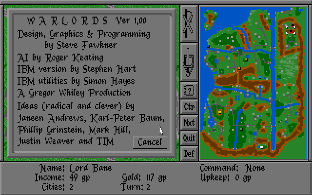 Warlords (DOS) screenshot: About screen