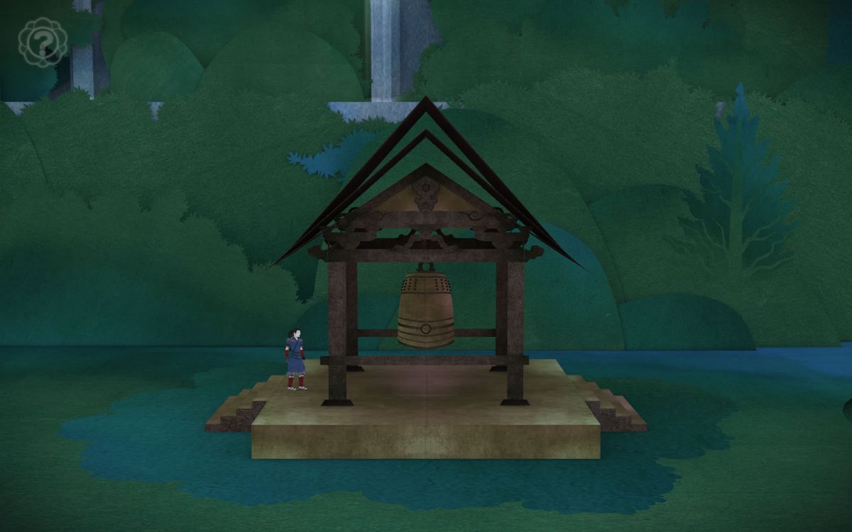 Tengami (Windows) screenshot: The large bell can change the seasons.