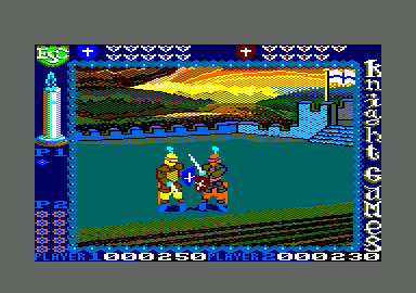 Knight Games (Amstrad CPC) screenshot: Swordfighting 1 - it's all a bit nervous