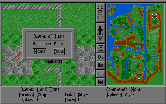 Warlords (DOS) screenshot: A new hero emerges