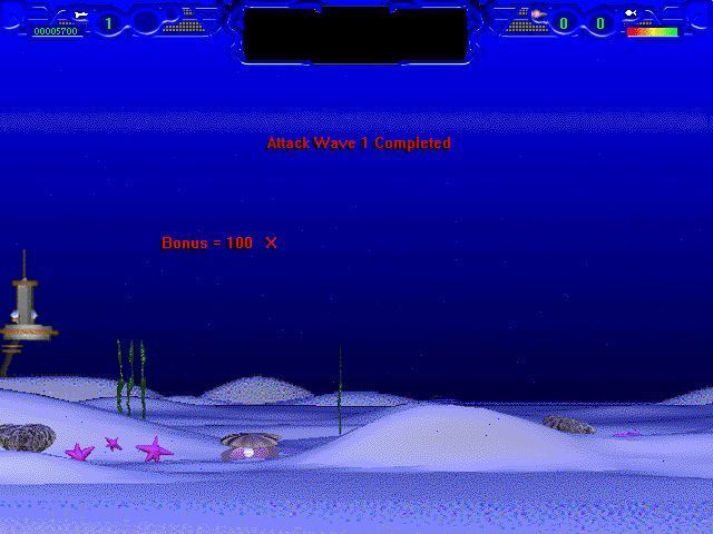 Atlantis Rising (Windows) screenshot: Wave one completed. No bonus though because the engineer was not picked up